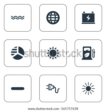 Set Of 9 Simple  Icons. Can Be Found Such Elements As Naval, Earth, Petrol And Other.