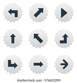 Set Of 9 Simple Indicator Icons. Can Be Found Such Elements As Increasing, Upward Direction, Indicator And Other.