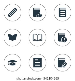 Set Of 9 Simple Knowledge Icons. Can Be Found Such Elements As Reading, Important Reading, Recommended Reading And Other.