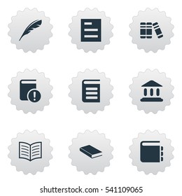 Set Of 9 Simple Knowledge Icons. Can Be Found Such Elements As Tasklist, Important Reading, Library And Other.
