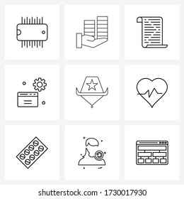 Set of 9 Simple Line Icons for Web and Print such as web; preference; search; page; news Vector Illustration