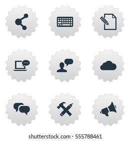 Set Of 9 Simple Newspaper Icons. Can Be Found Such Elements As Gossip, Laptop, Document And Other.