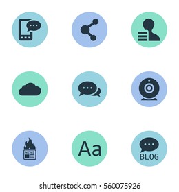 Set Of 9 Simple Newspaper Icons. Can Be Found Such Elements As Broadcast, Site, Gazette And Other.