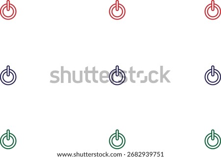 Set of 9 simple outline power, turn off, and standby icons. Minimal vector illustrations for on and off, switch, button, interface, shutdown, and digital concepts.