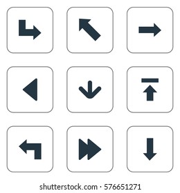 Set Of 9 Simple Pointer Icons. Can Be Found Such Elements As Pointer , Left Landmark , Pointer.