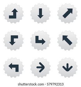 Set Of 9 Simple Pointer Icons. Can Be Found Such Elements As Pointer, Increasing, Indicator And Other.
