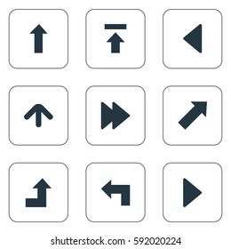 Set Of 9 Simple Pointer Icons. Can Be Found Such Elements As Pointer , Increasing, Left Landmark.