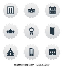 Set Of 9 Simple Structure Icons. Can Be Found Such Elements As Floor, Glazing, Reward And Other.