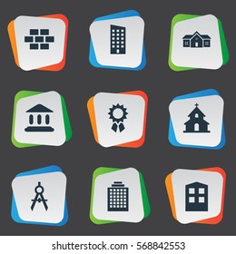 Set Of 9 Simple Structure Icons. Can Be Found Such Elements As Popish, Construction, Stone And Other.