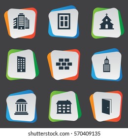 Set Of 9 Simple Structure Icons. Can Be Found Such Elements As Popish, Floor, Superstructure And Other.