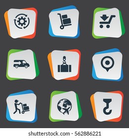 Set Of 9 Simple Systematization Icons. Can Be Found Such Elements As Period, Flying, Marker And Other.