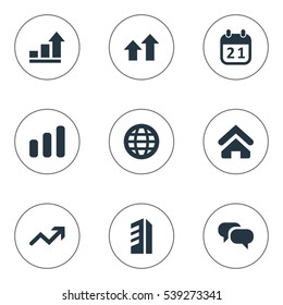 Set Of 9 Simple Teamwork Icons. Can Be Found Such Elements As Construction, Earth, Graph And Other.