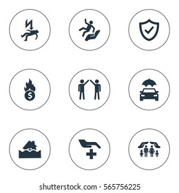 Set Of 9 Simple Warrant Icons. Can Be Found Such Elements As Bankroll Fuse, Job Accord, Family Fuse And Other.