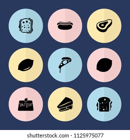 Set of 9 slice filled icons such as beef, lemon, pizza, sandwich