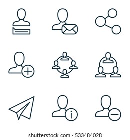 Set Of 9 Social Icons. Can Be Used For Web, Mobile, UI And Infographic Design. Includes Elements Such As Publication, Startup, Chatting Person And More.