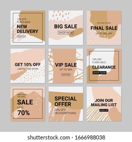 Set of 9 social media web banners for shopping, sale, product promotion. Vector illustrations for website and mobile website banners, email and newsletter designs, ads.