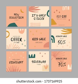 Set of 9 social media web banners for shopping, sale, product promotion. Vector illustrations for website and mobile website banners, email and newsletter designs, ads.