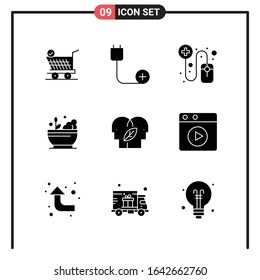 Set of 9 Solid Style Icons for web and mobile. Glyph Symbols for print. Solid Icon Signs Isolated on White Background. 9 Icon Set.