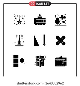 Set of 9 Solid Style Icons for web and mobile. Glyph Symbols for print. Solid Icon Signs Isolated on White Background. 9 Icon Set.
