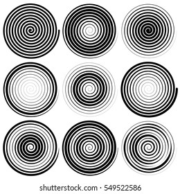 Set of 9 spiral elements. Swirls, swooshes.