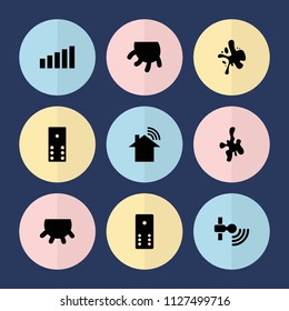 Set of 9 spot filled icons such as udder, domino, signal, splash, paintball
