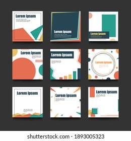 Set of 9 square template abstract many shape with copy space for your design. Vector EPS 10.