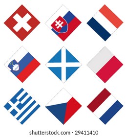 set of 9 square vector flags