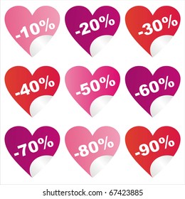 set of 9 st. valentine's day sale stickers
