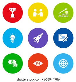 Set Of 9 Startup Icons Set.Collection Of Currency, Rocket, Money Growth And Other Elements.