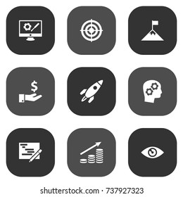 Set Of 9 Startup Icons Set.Collection Of Repair Service, Rocket, Sponsor And Other Elements.