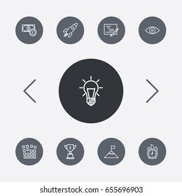 Set Of 9 Startup Outline Icons Set.Collection Of Eye, Grid Structure, Deadline And Other Elements.