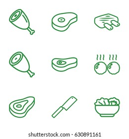 set of 9 steak outline icons such as beef, food, meat