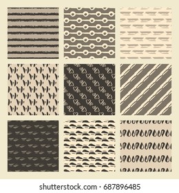 Set of 9 styled, ultimate hand drawn seamless textures. Drawn with brush and ink and then digitized into vector.