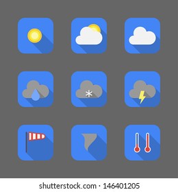 Set of 9 Stylish Minimal Weather Icons
