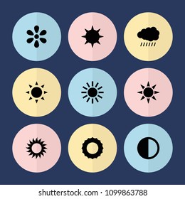 Set of 9 sunrise filled icons such as sun