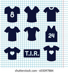 Set of 9 t filled icons such as shirt, t-shirt