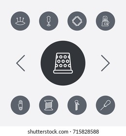 Set Of 9 Tailor Outline Icons Set.Collection Of Dummy, Pincushion, Tailor And Other Elements.