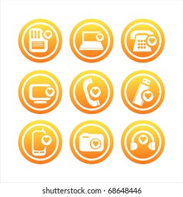 set of 9 technology with hearts signs