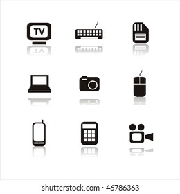 set of 9 technology icons