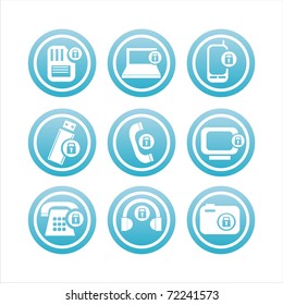 set of 9 technology with locks signs