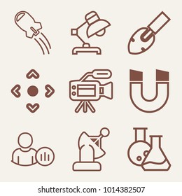 Set of 9 technology outline icons such as shovel outlined