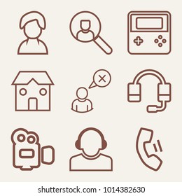 Set of 9 technology outline icons such as house outlined