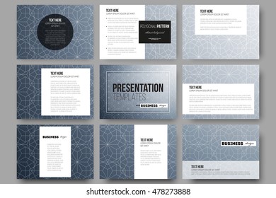Set of 9 templates for presentation slides. Abstract floral business background, modern stylish vector texture