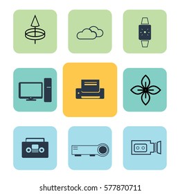 Set of 9 top icons. Flat Vector illustration. Can be used for mobile and web design