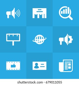 Set Of 9 Trade Icons Set.Collection Of Inbox, Id, Journal And Other Elements.