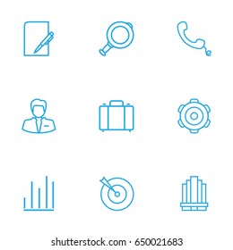 Set Of 9 Trade Outline Icons Set.Collection Of Paper, Business Center, Businessman And Other Elements.