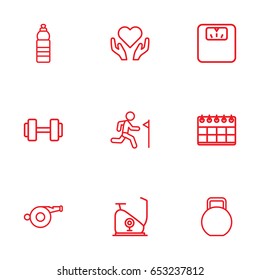 Set Of 9 Training Outline Icons Set.Collection Of Training, Calendar, Health Care And Other Elements.