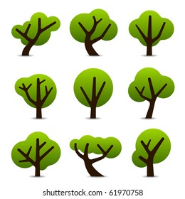 Set of 9 tree icons