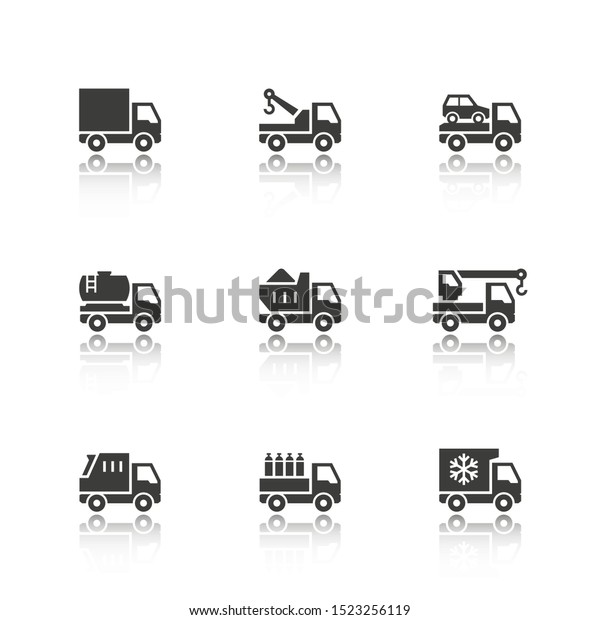 Set of 9 truck
icons.