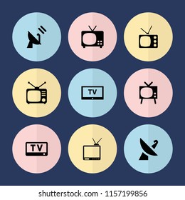 Set of 9 tv filled icons such as tv, tv